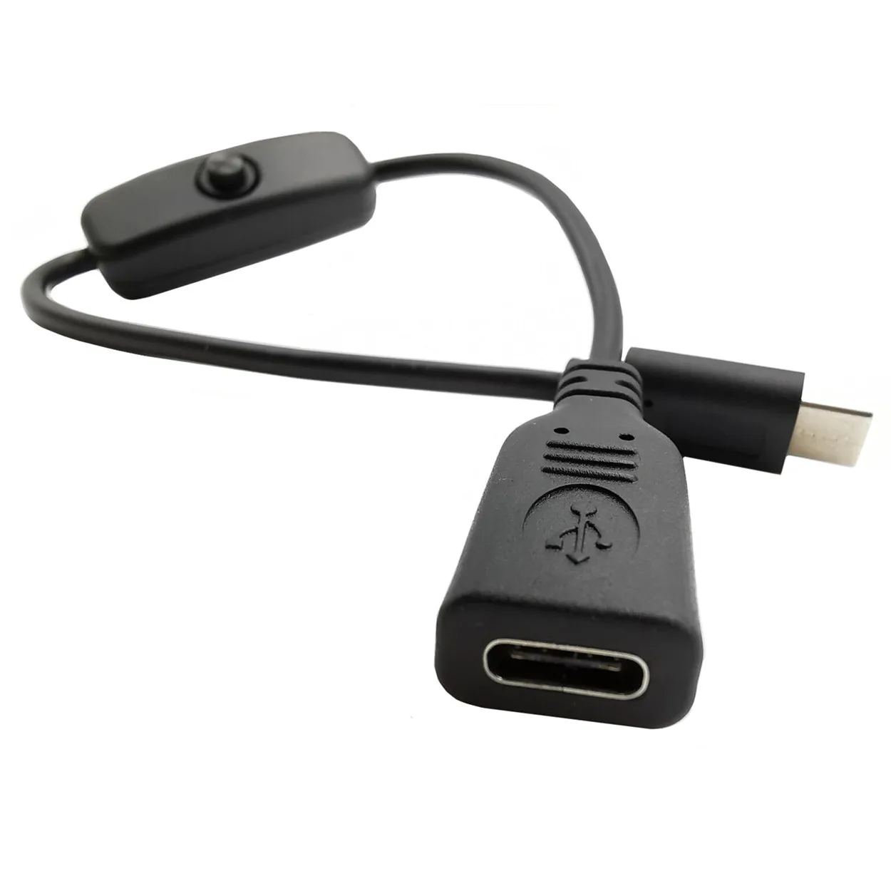 C-type man-vrouw USB-kabel met aan/uit-schakelaar, c-type USB 3.1 verlengde insteeksleutelschakelaarkabel 0,3 m