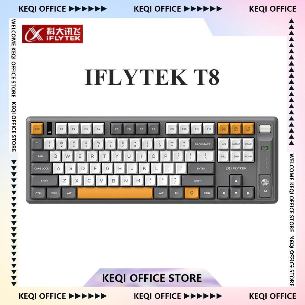 IFLYTEK T8 AI Intelligent Mechanical Keyboards Voice Wireless 3-mode Gaming Keyboard Custom PC E-Sports Office Accessory Gifts