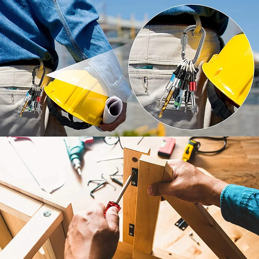 

Adapter 6x Screwdriver Bit Holder Drill Extension Bar For Double & Single Head W/ Carabiner High Quality Portable