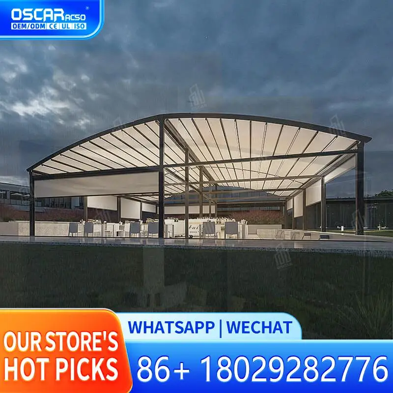 

Waterproof Electric Gazebo Patio Cover Outdoor Garden Backyard Camping Waterproof Electric Pergola Awning Retractable Canopy Per