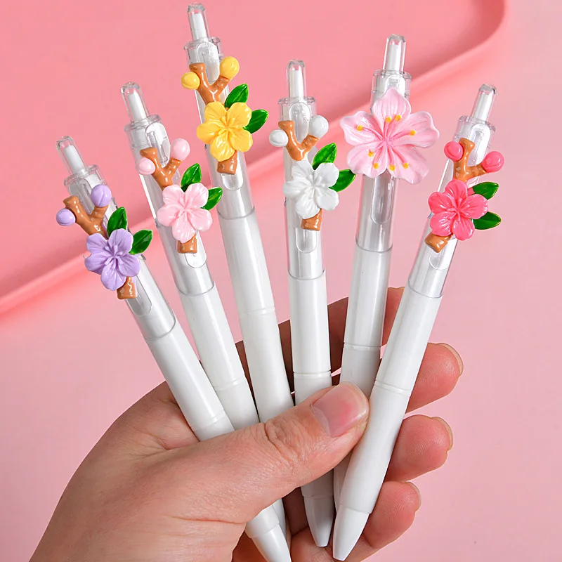 36pcs Pretty Flower Gel Pens for Writing Click Pens School Supplies Wholesale Flower Pen Office Stationery Cute Things for Girls