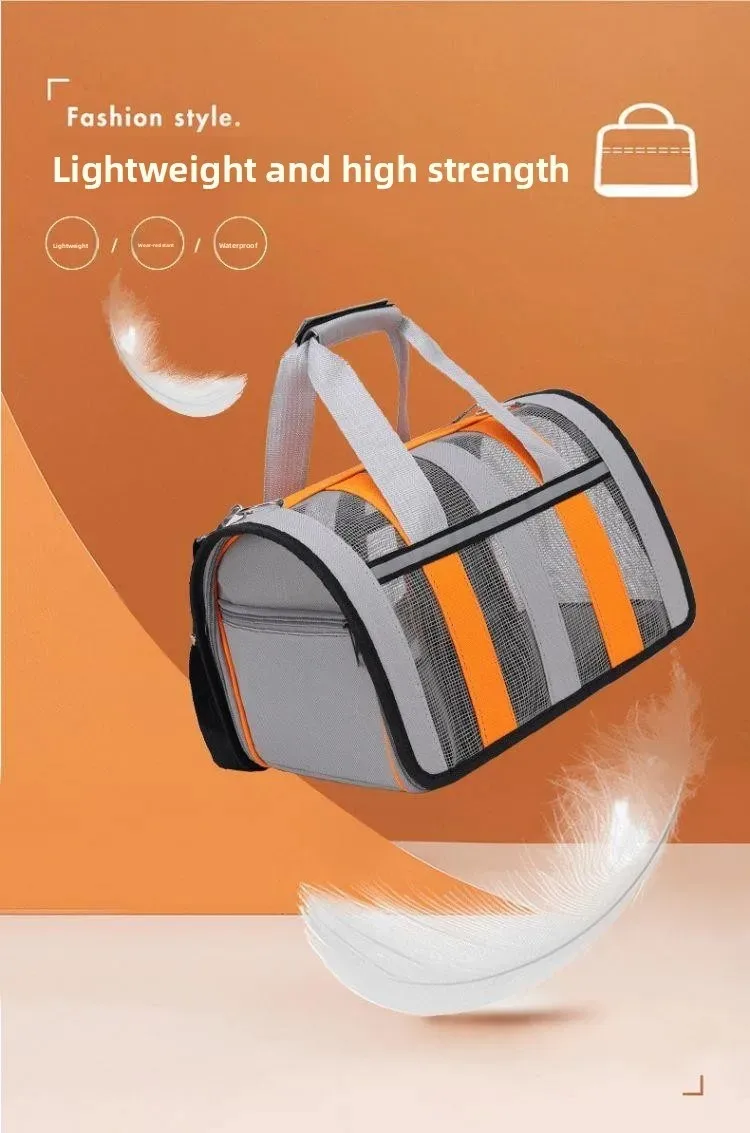 Faltbare, belüftete Haustier-Schultertasche aus Netzstoff, tragbare, atmungsaktive Handtasche für den Außenbereich, für Kätzchen, Welpen, kleine Hunde, Katzen – Detail 4