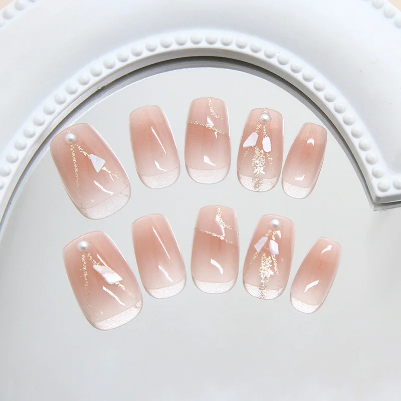 

24 Pcs Nails Press on Medium Short False Nails with Tools Nail Tips Reusable Adhesive Artificial Nails for Sticking Wholesale