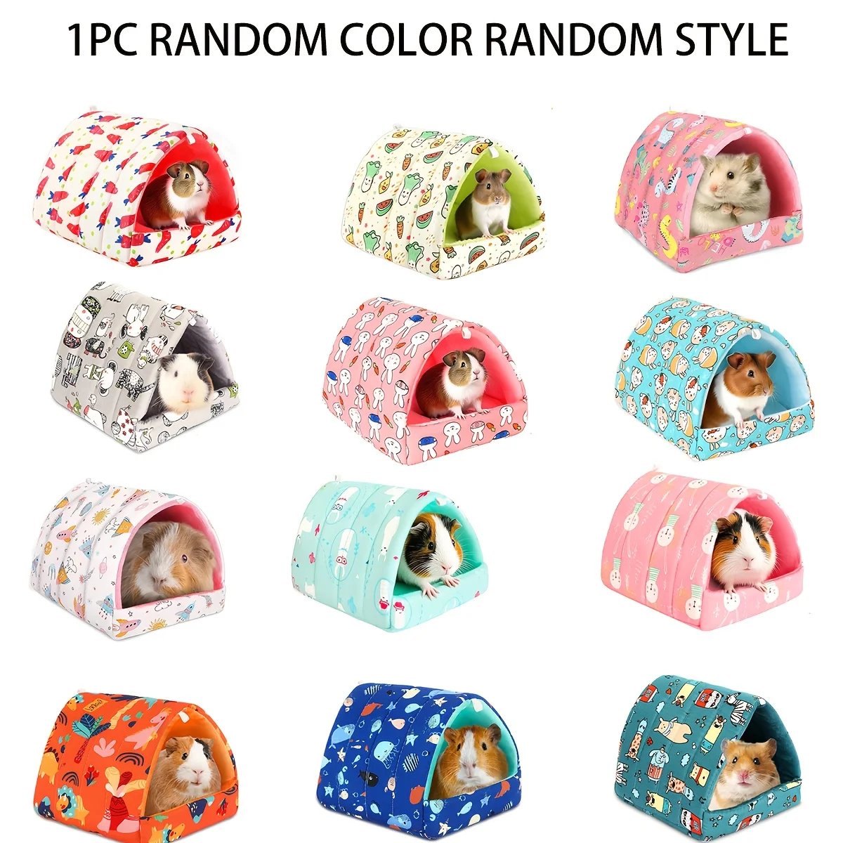 Soft Rabbit Colorful Squirrel Mini Cage Winter Hamster House Guinea Pig Nest Small Animal Sleeping Bed Warm Mat