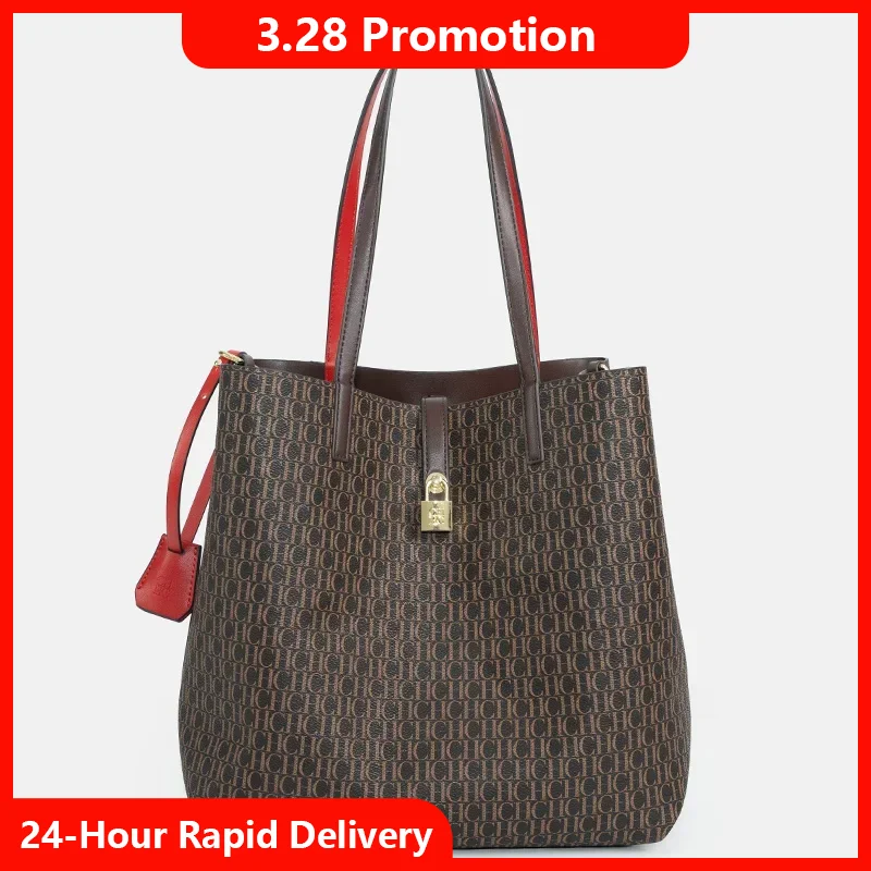 

CH Women's Large Capacity Commuter Essential Shoulder Bag Multi functional Design Printed with Brand Pattern 2025 New Bucket Bag