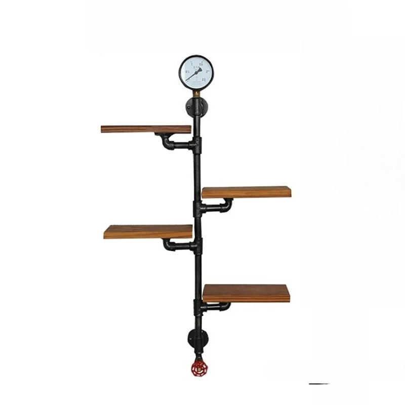 

Shelf Wall Wrought Iron Wall Hanging Bookshelf Multi-layer Solid Wood Shelf Industrial Air Duct Display Shelf