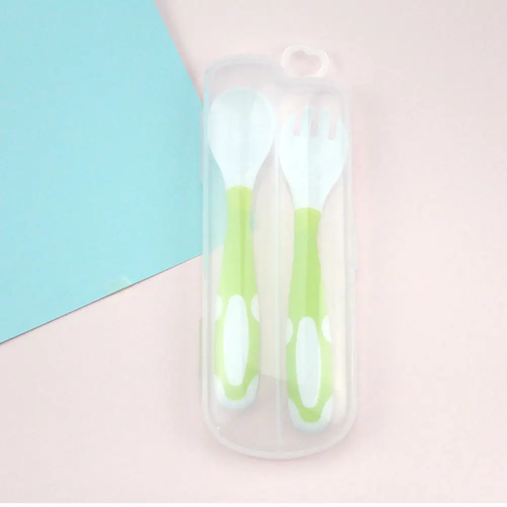 

3Sets Baby Spoon Fork Set Premium PP Infant Tableware Feeding Tools Pink Green Blue Infant Safety Baby Spoon and Fork