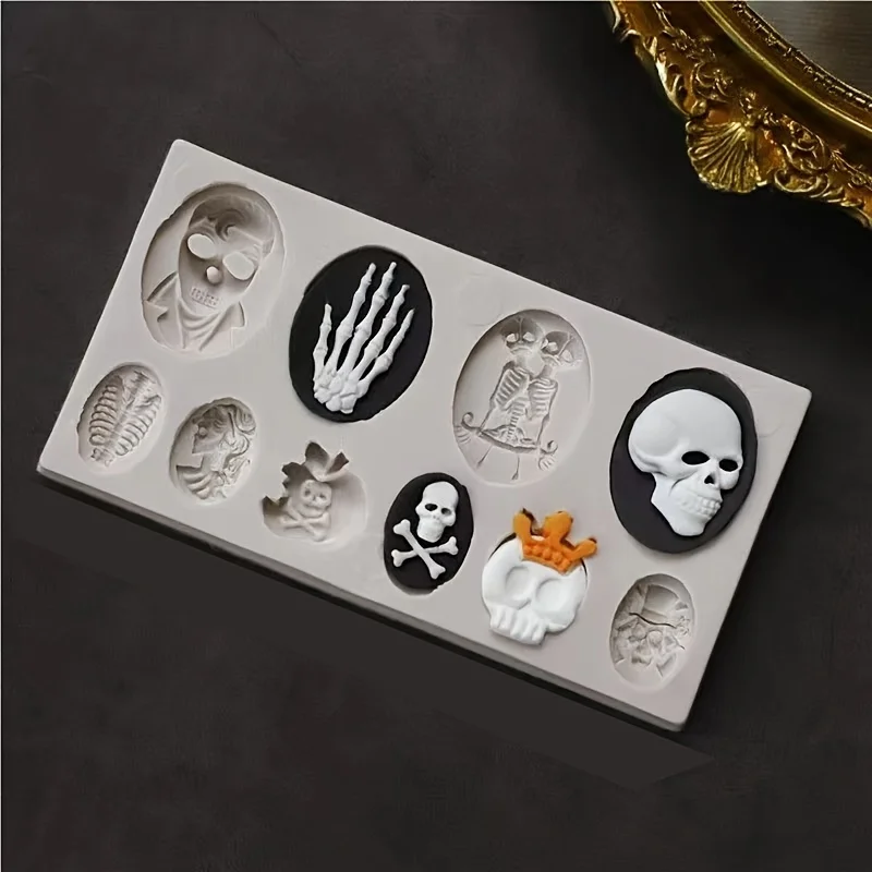 

5 шт., силиконовая форма для изготовления конфет на Хэллоуин, украшение для торта, форма для шоколадных конфет, украшение на Хэллоуин, украшение на День мертвецов