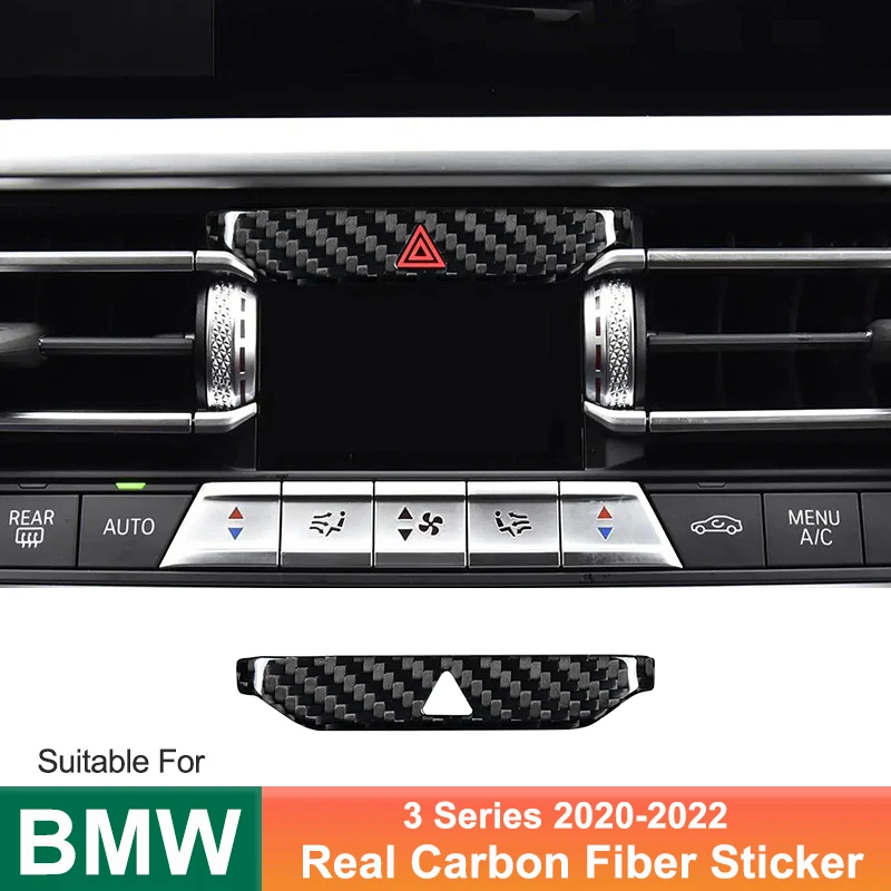 

Для BMW 3 серии 2020 2021 2022, автомобильная кнопка освещения безопасности, декоративная наклейка, модификация из настоящего углеродного волокна, аксессуары