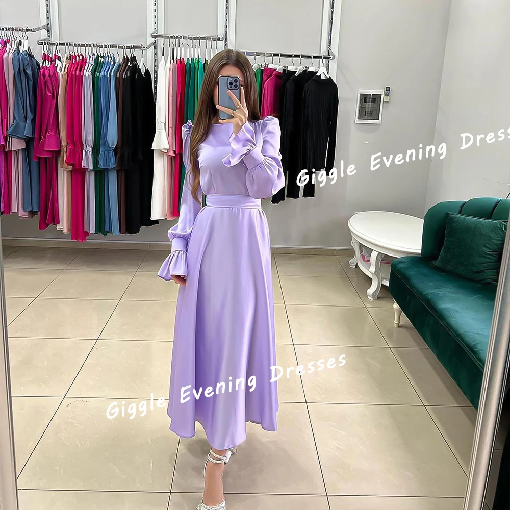 

Giggle Crepe O-Neck Pleating Elegance Prom Gown Saudi Arab Summer A-Line Ankle-Length Evening Party Dresses for Women 2024