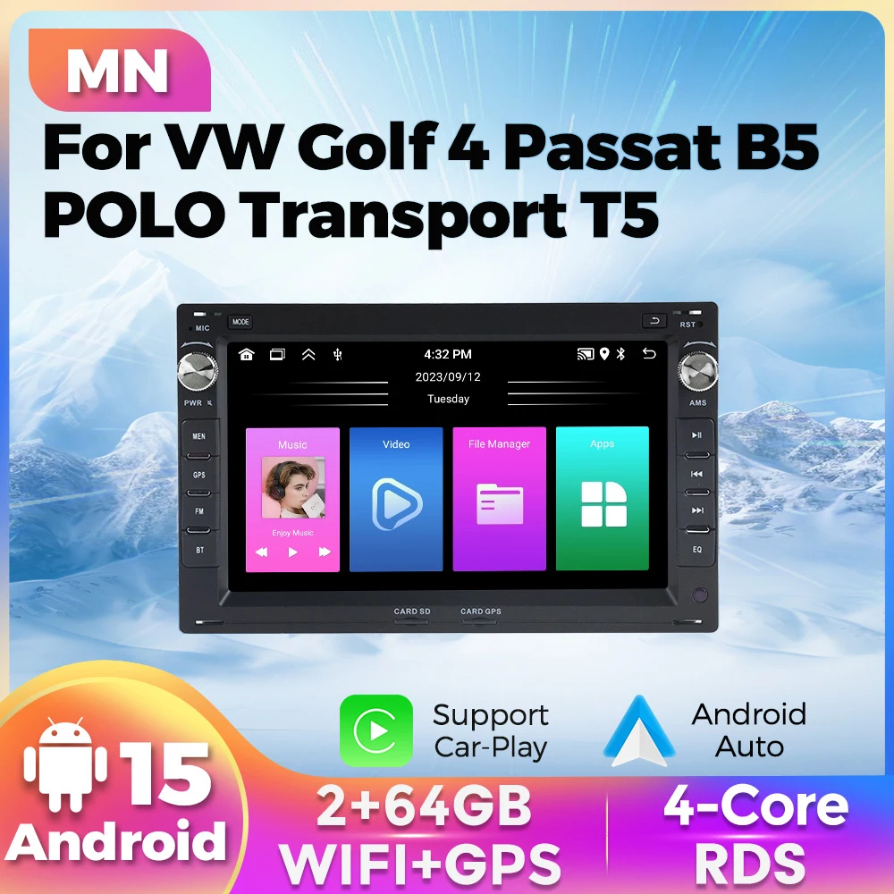 MEKEDE 7” HD Car Radio For VW PASSAT B5 MK4 MK5 SHARAN Jetta Polo 9n TRANSPORT T5 CITI CHICO WIFI Multimedia Carplay Head Unit