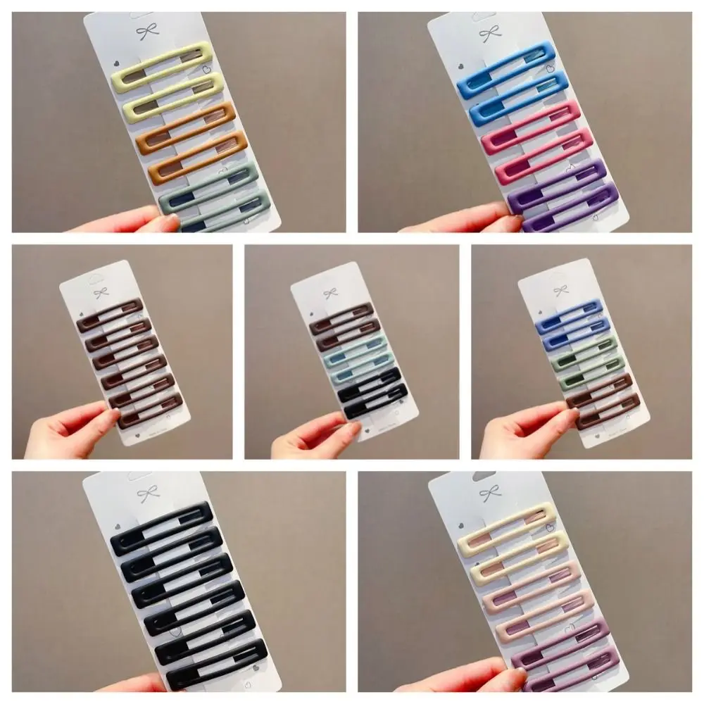6pcs/set Simple Korean Style Rectangle Hairpins Metal Solid Color Geometry Barrettes Geometry Barrettes Party