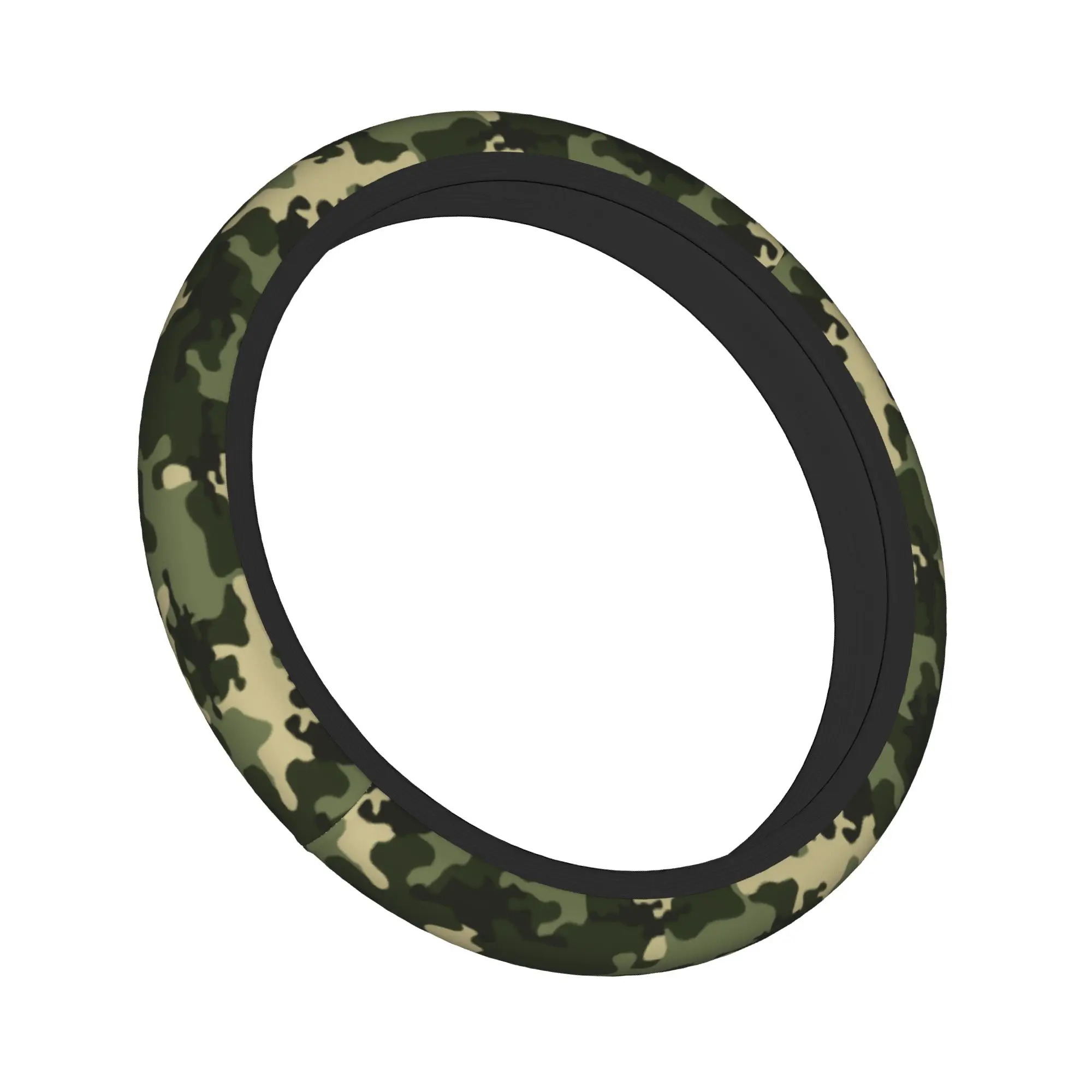 Green Camouflage Camo Car Steering Wheel Cover 37-38 Elastic  Steering Wheel Protective Cover Auto Decoration Car Accessories - view 3