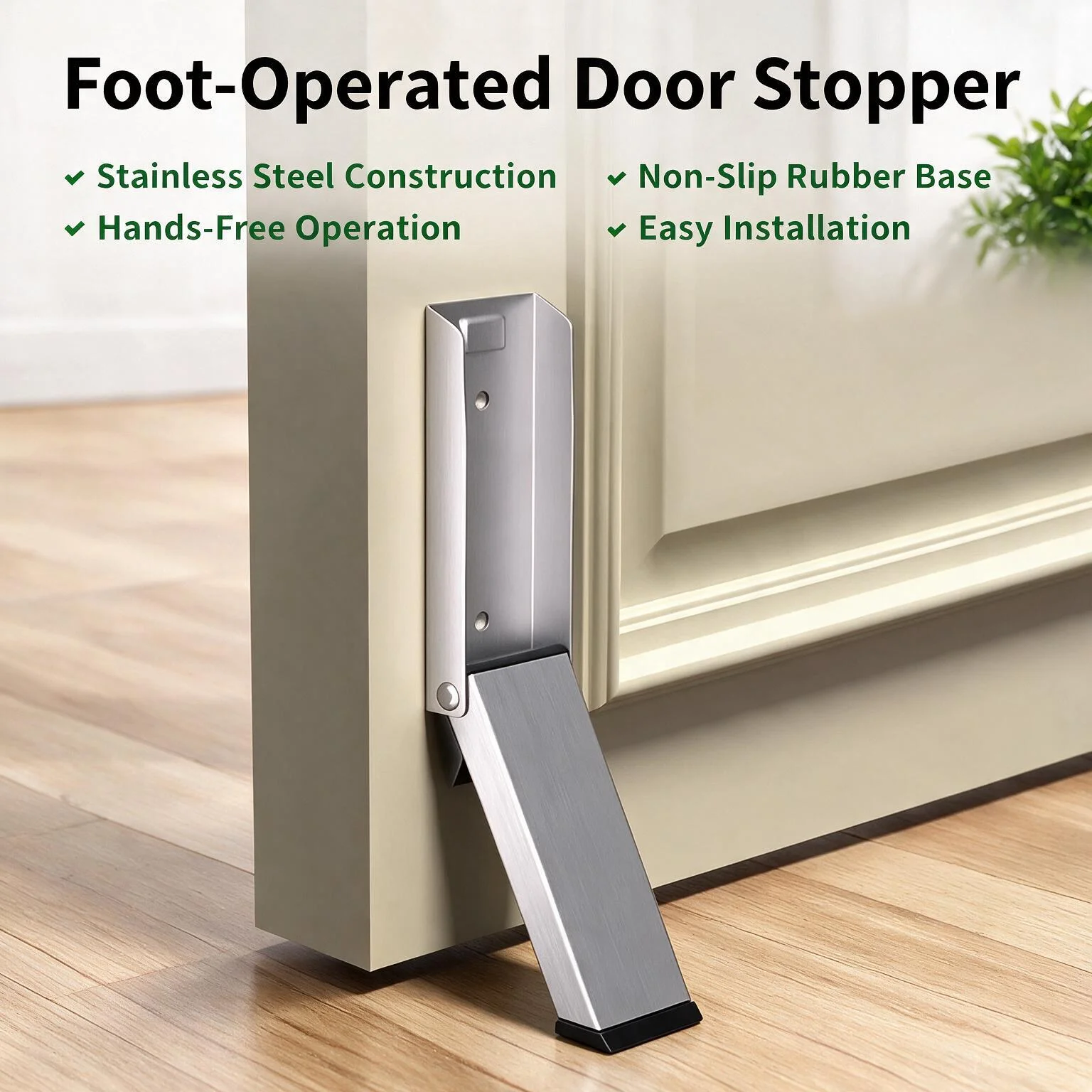 Household Daily Use Metal Heavy‑Duty Door Stopper Sturdy Windproof Anti‑Collision Door Gap Safety Door Stop