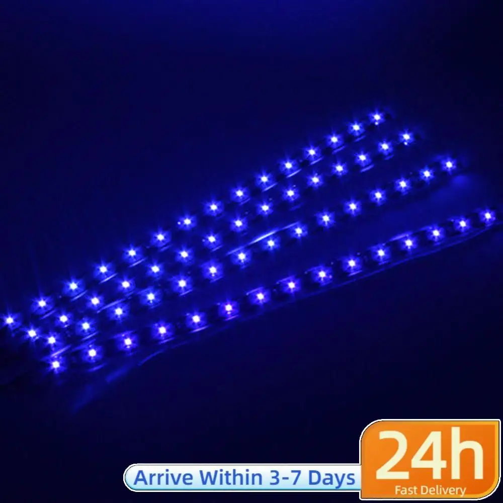 

4 шт. светодиодных лент для интерьера и экстерьера автомобиля, синие декоративные водонепроницаемые фонари постоянного тока 12В для автомобилей и мотоциклов