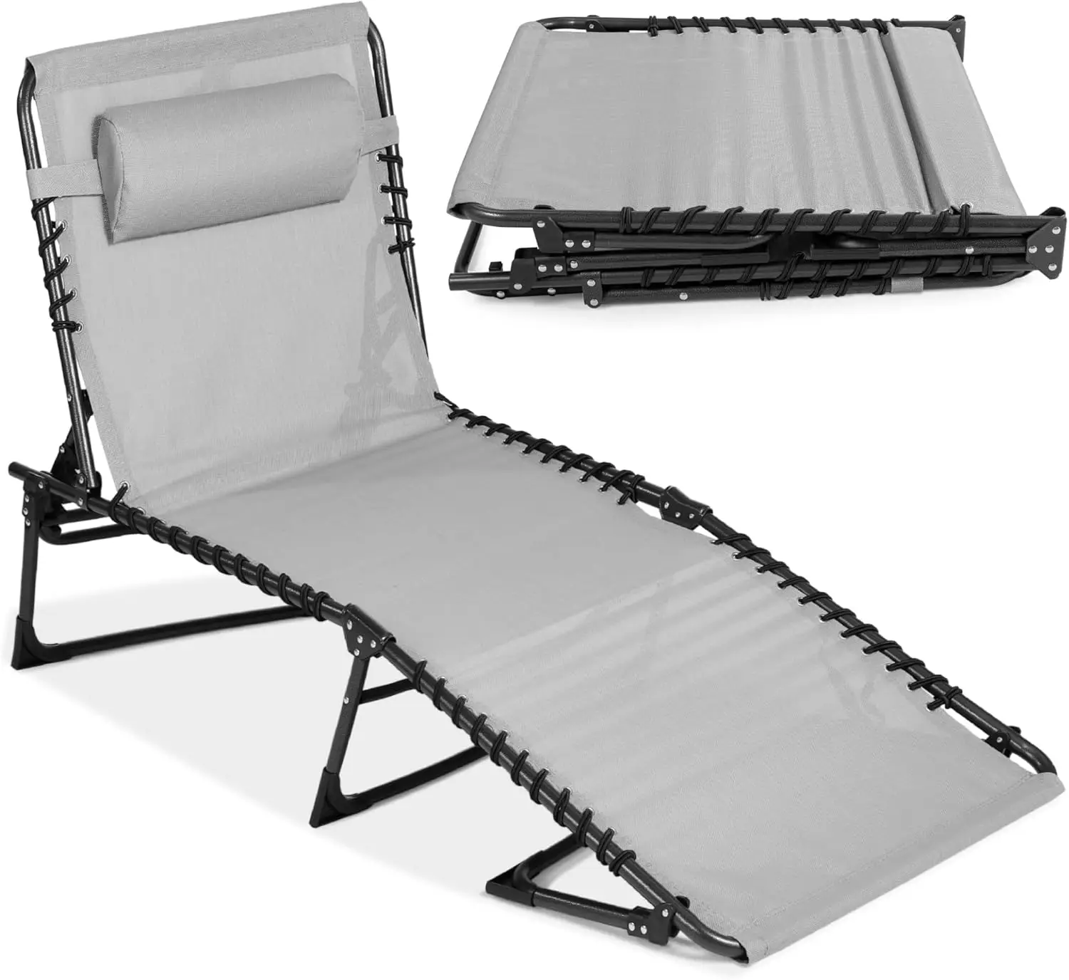 Best Choice Products Patio Chaise Lounge Chair, Portable Outdoor Folding Recliner for Lawn, w/ 8 Positions, Handles,