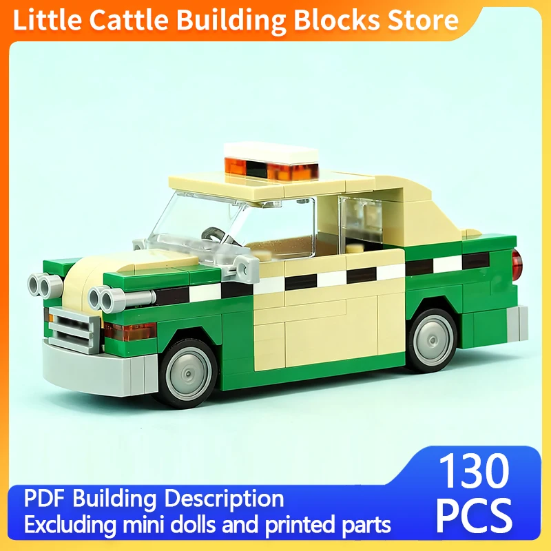 City Car Model MOC Building Bricks Green Electric Passenger Taxi Modular Technology Children Holiday Gifts Assemble Toys Suit