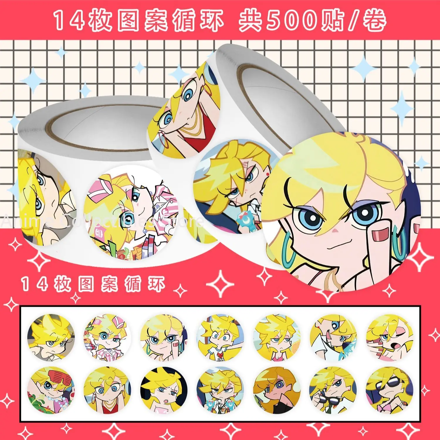 

500 шт./рулон, наклейки с персонажами аниме Panty & Stocking with Garterbelt для ноутбуков, конвертов, скрапбукинга, автомобилей, мотоциклов, подарки