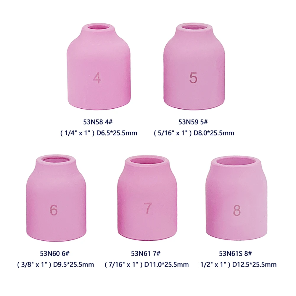 

TIG 25.4mm Gas Lens Alumina Nozzle 53N58 #4 53N59 #5 53N60 #6 53N61 #7 53N61S #8 Ceramic Cup Fit WP9/17/18/20/ TIG Welding Torch