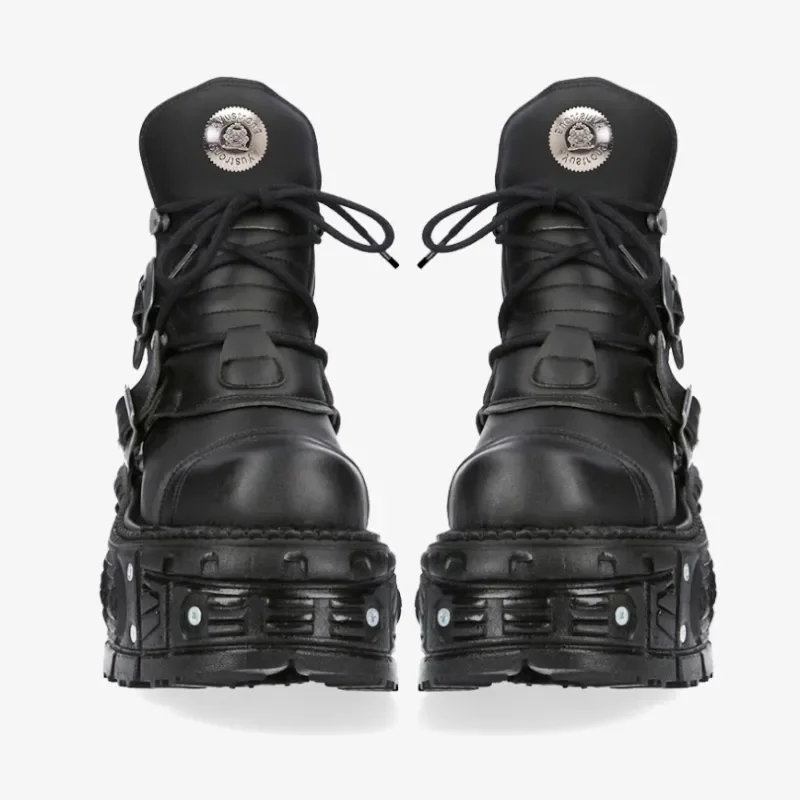 Women's Brand Fashion Platform Couple Ankle Boots Men Retro Punk Style High Heels Metal New Decoration Design Gothic Sneakers