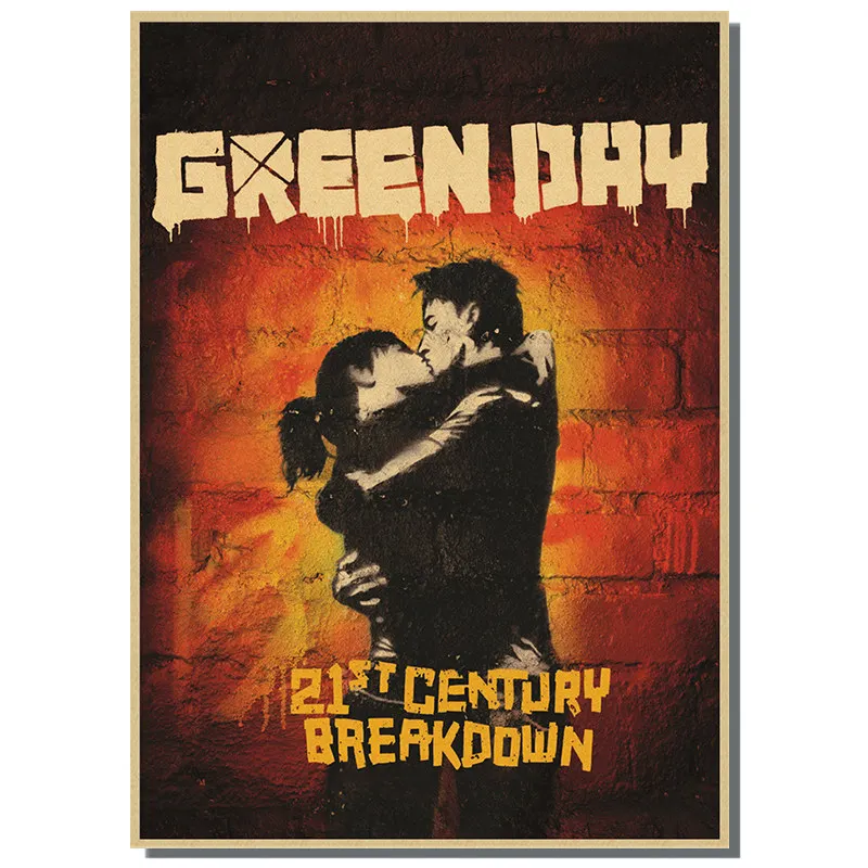 Vintage Retro green day rock band music Guitar Matte Kraft Paper Antique Poster Wall Sticker Home Decora