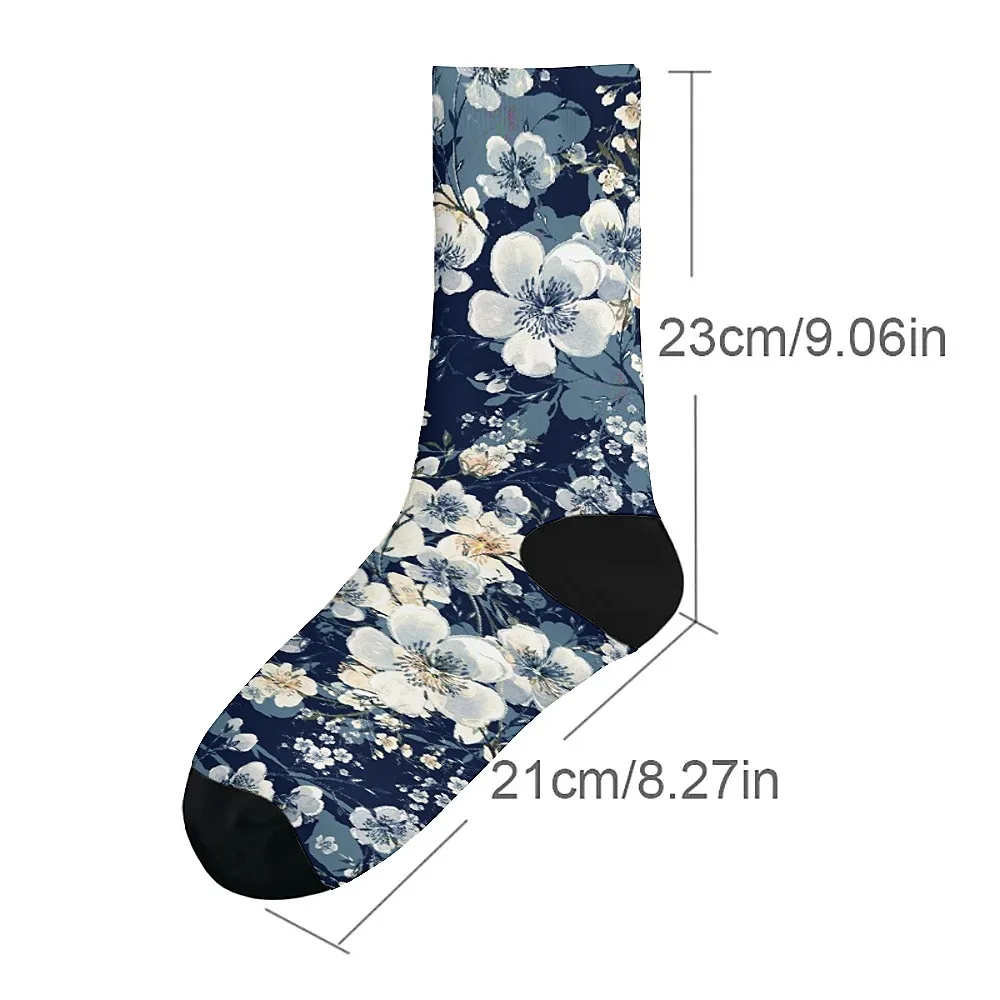 Hot Flower print Veelzijdige middenbuissokken voor mannen, modieus en schattig, veelzijdige stijl, ademend en warm, perfect cadeau