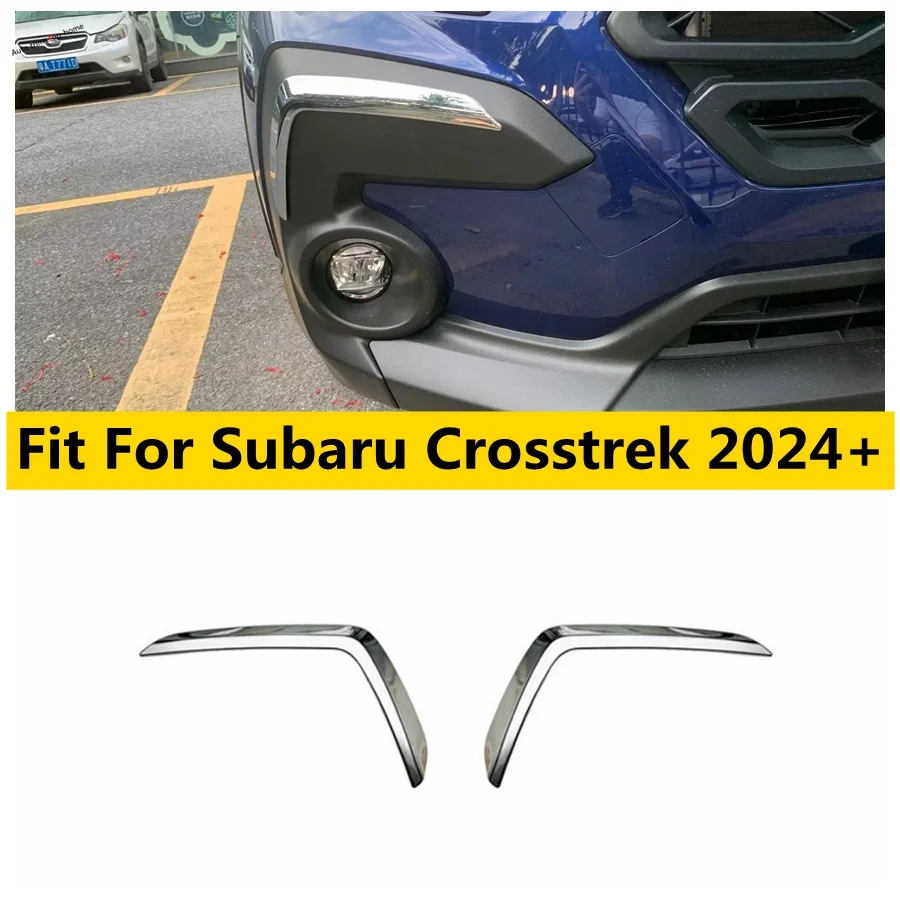 Front Fog Light Lamp Cover Eyebrow Eyelid Garnish Streamers Outer Trim Decoral Strip For Subaru Crosstrek 2024 + Car Accessories