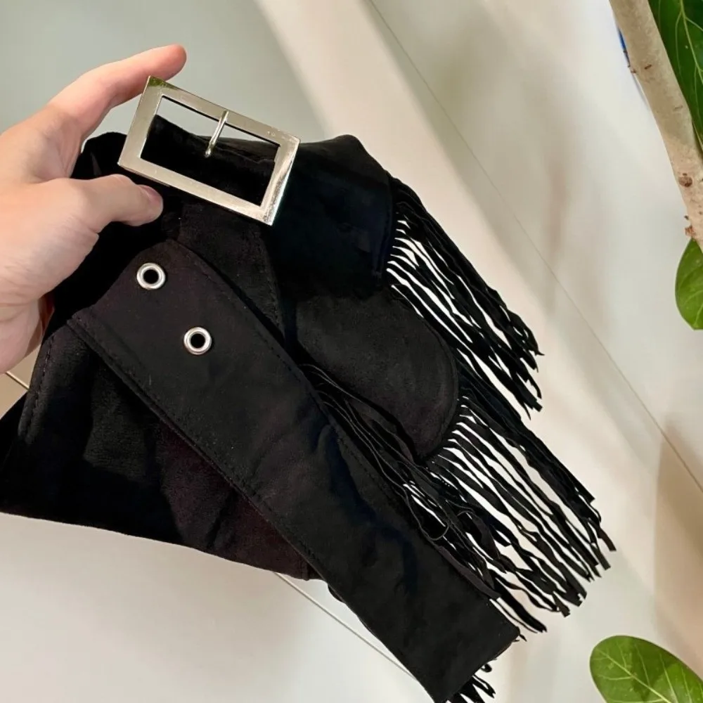 다용도 빈티지 태슬 허리 벨트 단색 삼각형 프린지 허리띠 카우보이 스타일 여성용 커머번드