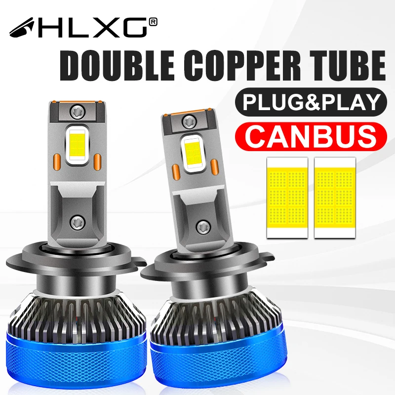 HLXG H4 LED K4C H7 H11 High Power 6500K Canbus H8 HB3 H1 9005 9006 HB4 H9 9012 HIR2 7585 CSP High Low Beam Fog Lights 12V