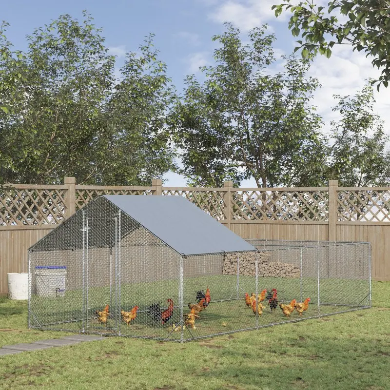 

Large Chicken Coop Metal Chicken Run, Spire Shaped Walk in Fence Cage Hen House for Outdoor and Yard Farm Use