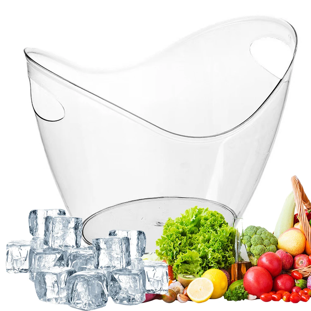 Cubo de vino con asa, contenedor de cubitos de hielo, bañera de plástico para almacenamiento de hielo, vino, champán, cerveza