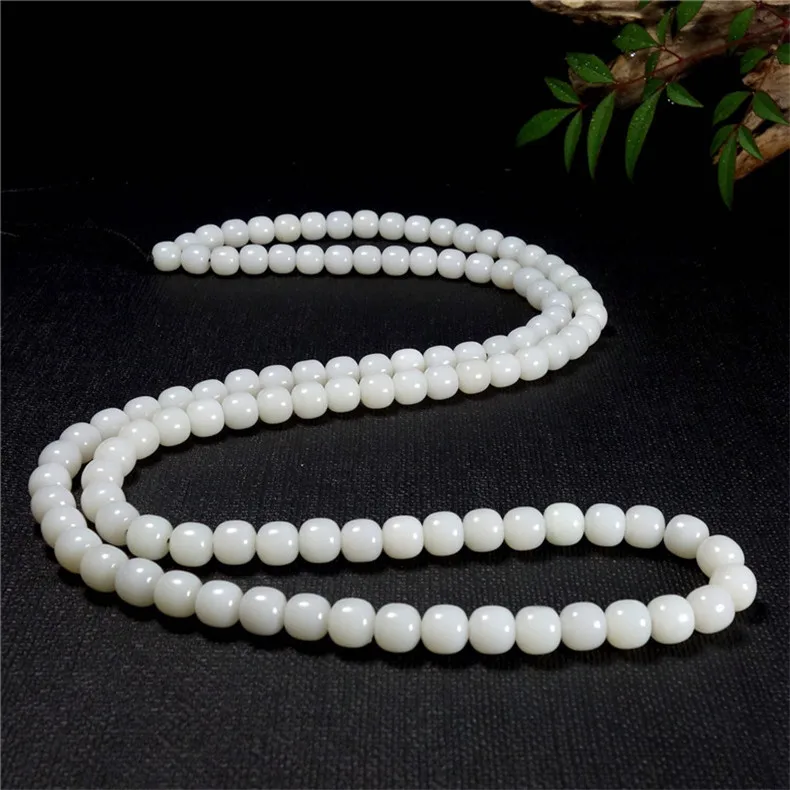 

Natural Nephrite White Jade 108 Buddha Bead Bracelet Men Women Genuine Chinese Hetian Jade Multilayer Tassel Charm Bracelets