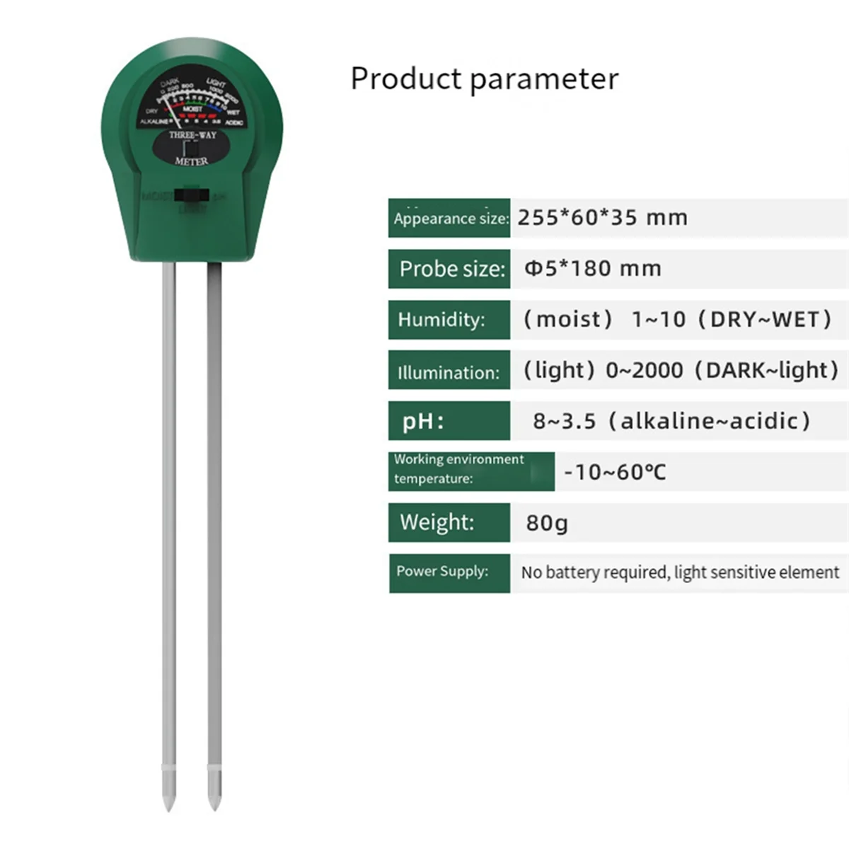 植物土壌水分計、植物土壌テスター、ライトメーター、3 in 1