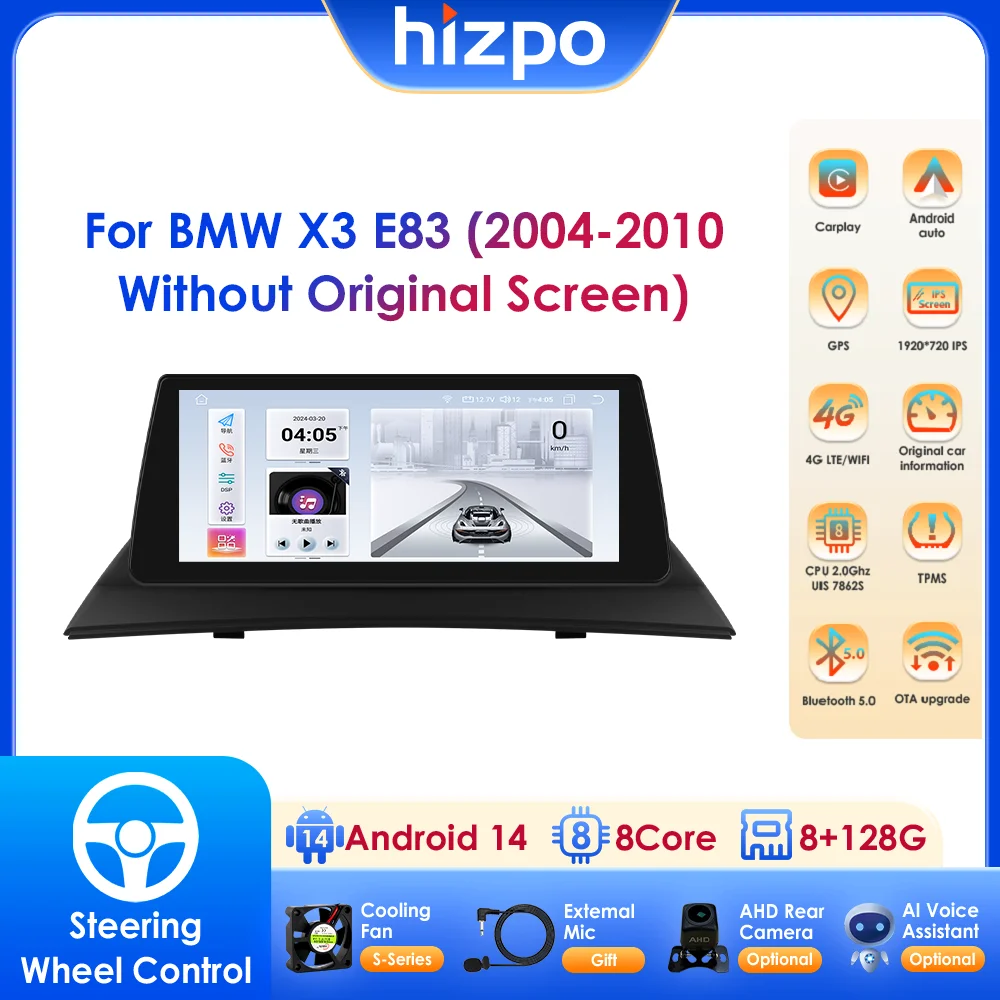 

10.25" Car Multimedia Player GPS Navigation Support DSP Carplay Android Auto for BMW X3 E83 (2004-2010) Without Original Screen