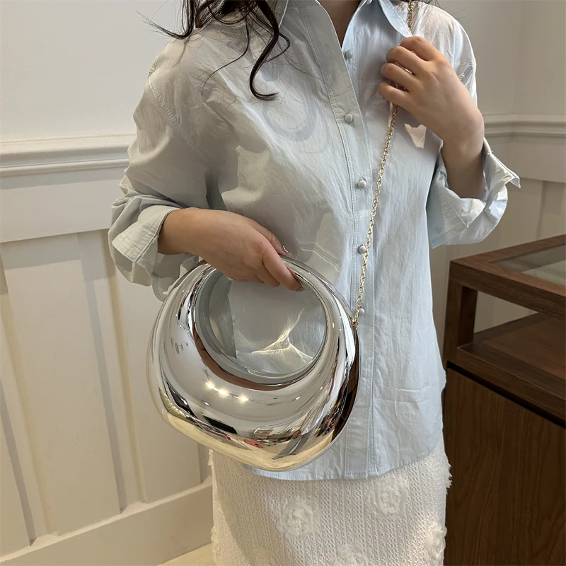 Bags for Women Trend 2024 Acrylic Evening Clutch Purse Top-handle Hobo Bag Transparent Crossbody Underarm Half Moon Wallet