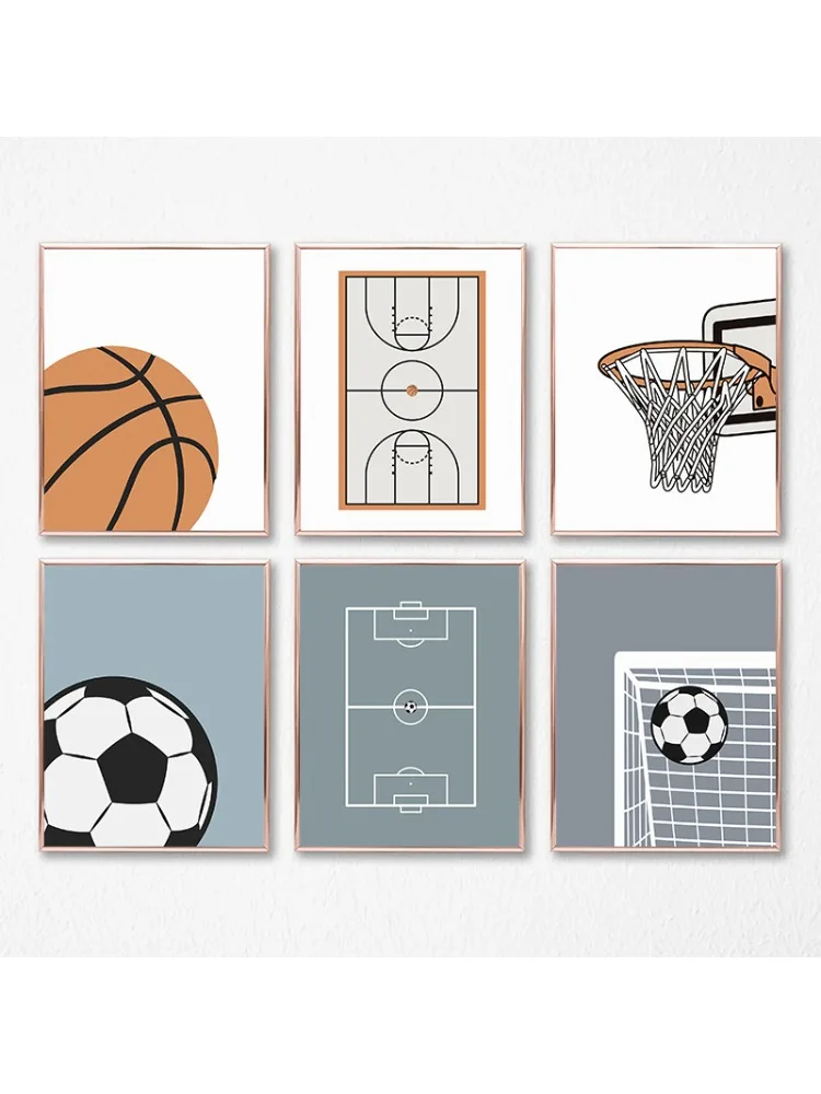 Affiches d'exercices de football de basket-ball de dessin animé créatif, impressions, peinture sur toile, art mural, image, salon, décoration d'intérieur