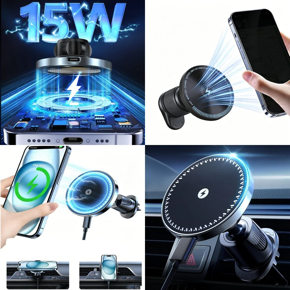 2026 Have Trending Product Air Vent Car Phone Holder Magnetic Wireless Car Charger Consumer Electronics Electronic Accessories