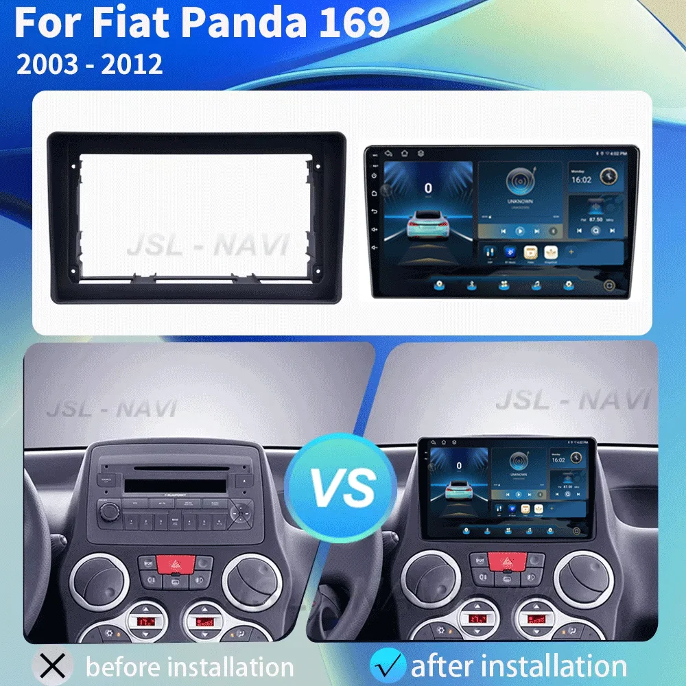 Android 16 Car Radio For Fiat Panda 169 2003 2004 2005- 2012 Carplay Auto GPS Navigation 360 Camera Stereo 2 Din Video Player BT