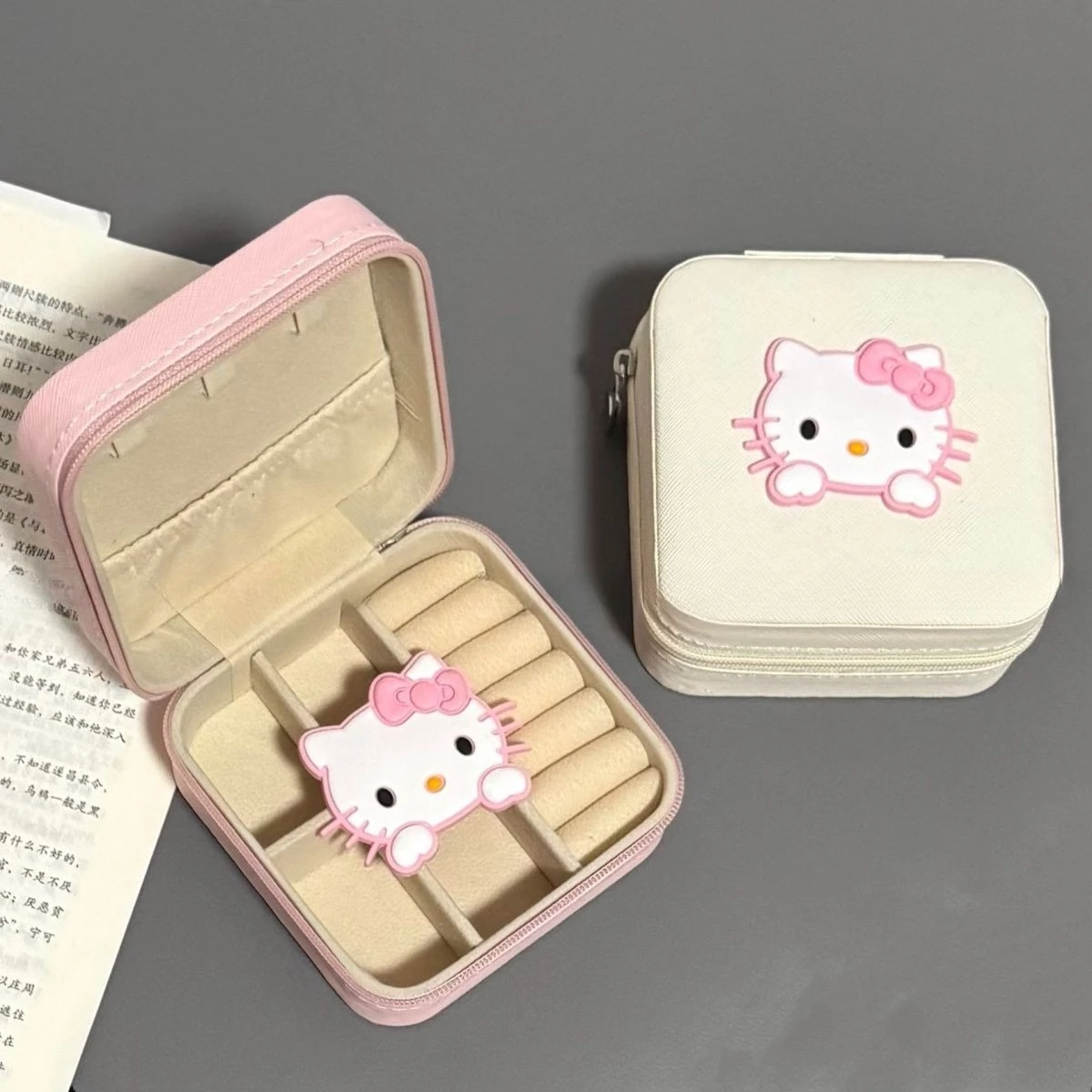 حار بيع جديد الوردي القط صندوق مجوهرات أقراط المحمولة حلقة لطيف صندوق تخزين السفر تخزين الإكسسوارات المدمجة الصغيرة