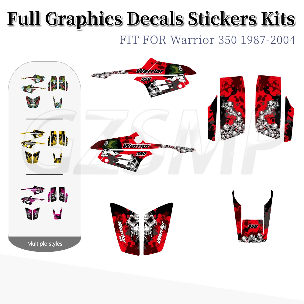 

ATV Full Graphic Kit Decals Background Stickers Fit for Yamaha Warrior 350 YFM350X 1987- 2004 2000 2001 2002 2003