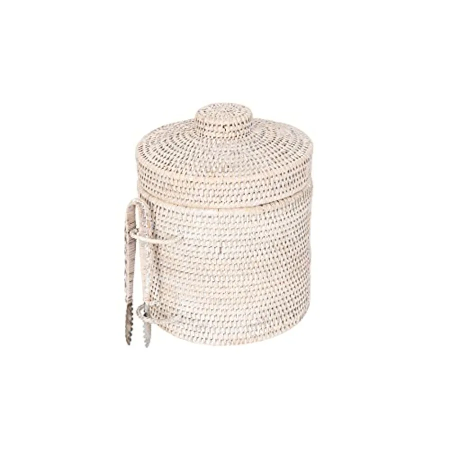 

Ice Bucket with Tongs White Wash