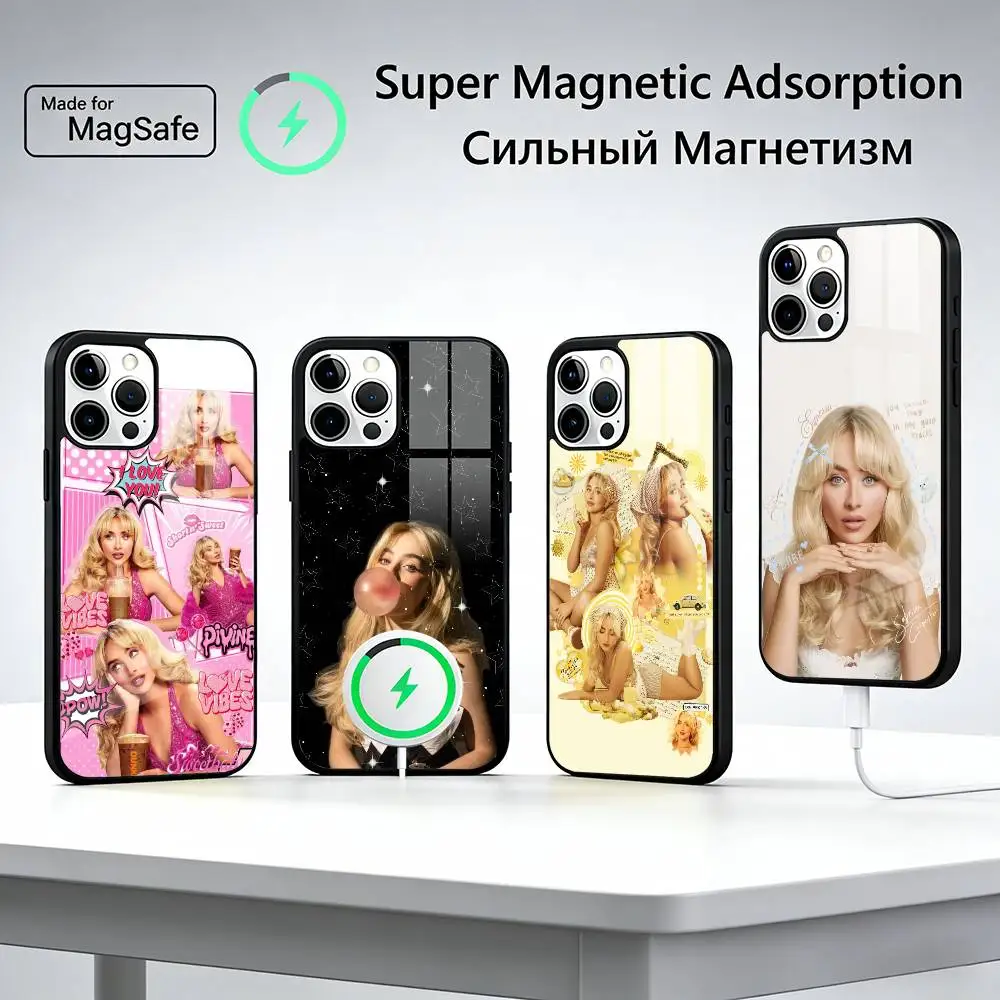 

S-Sabrina C-Carpenter Singer Phone Case For iPhone17,16,15,14,13,12,11 Plus,Pro Magnetic with Magsafe Wireless Charging