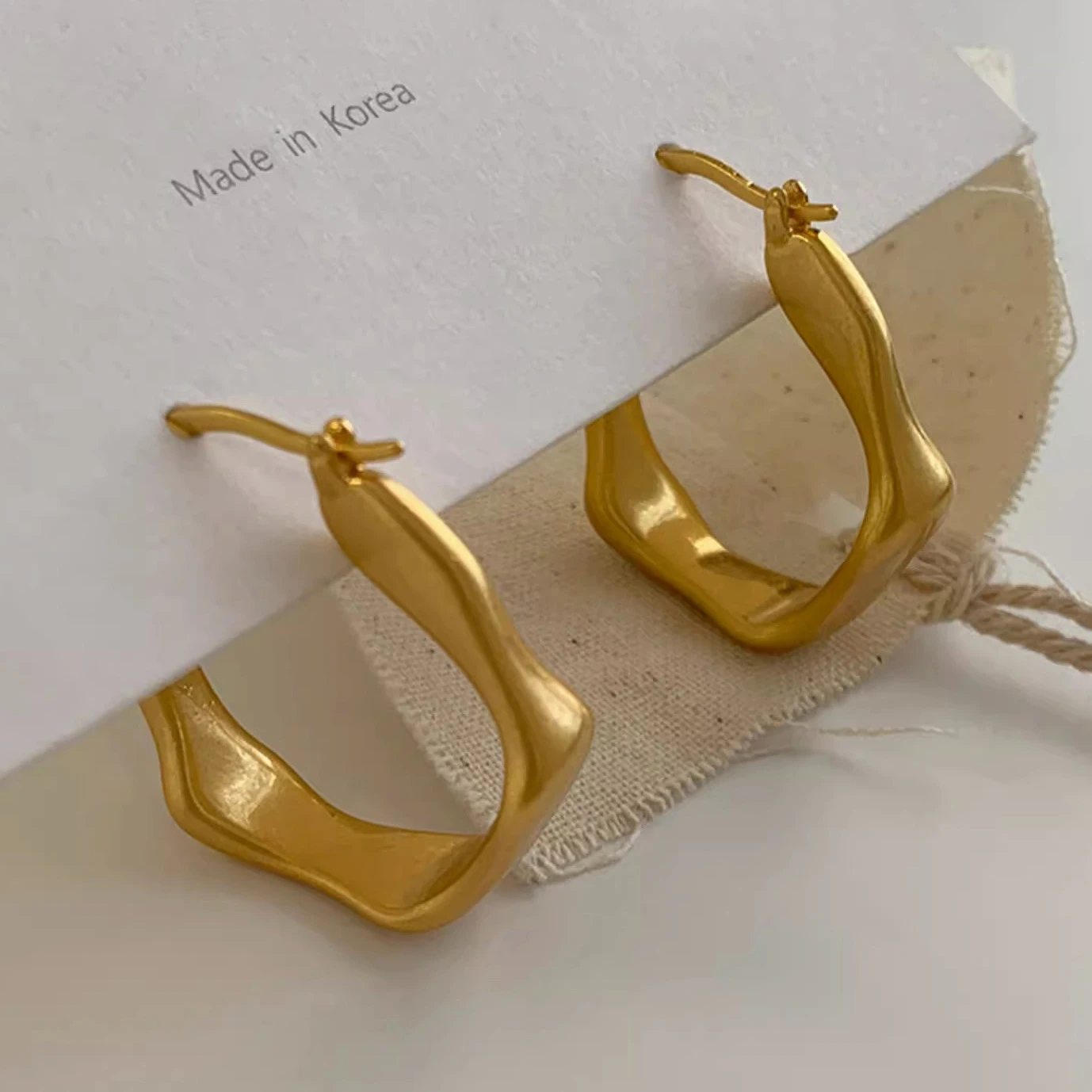 Women's Gold Color Irregular Round Hoop Earrings