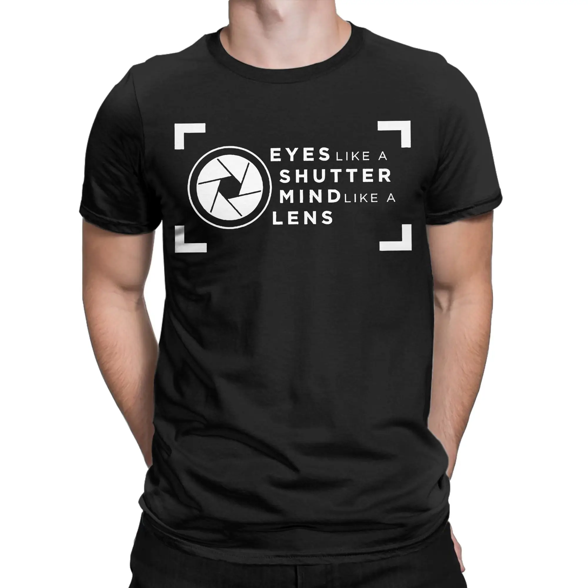 Harajuku Eyes Like a Shutter Mind Like a Lens T Shirt For Men Short Sleeve Clothes Photographer Cotton Summer Clothing