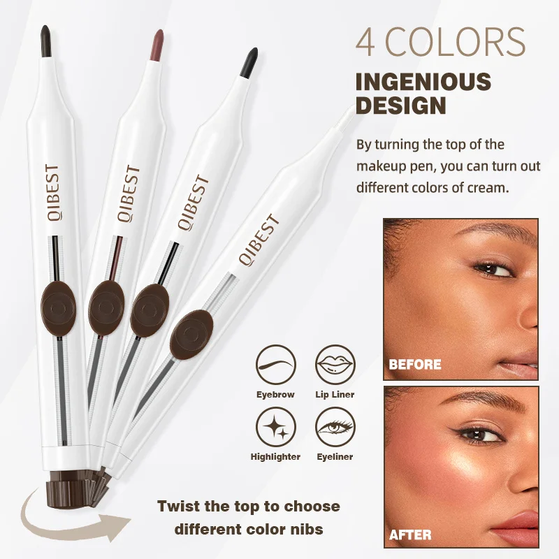 Multifunctionele make-uppen, lip, oog, gezicht, highlight-persen, gemakkelijk te kleuren, waterdichte en natuurlijke geïntegreerde pen