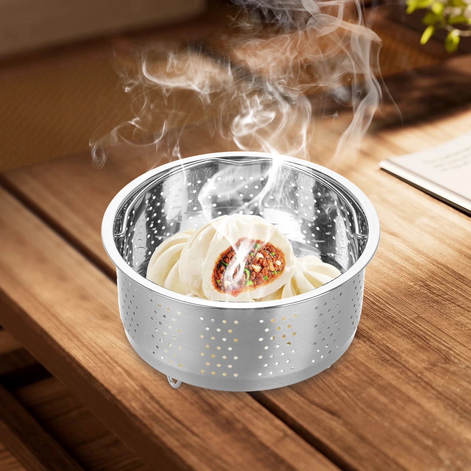 

Stainless Steel Steamer Basket Round Rice Cooker Steaming Rack 304 Food Steaming Stand Insert Metal Holder 16.5cm Silver
