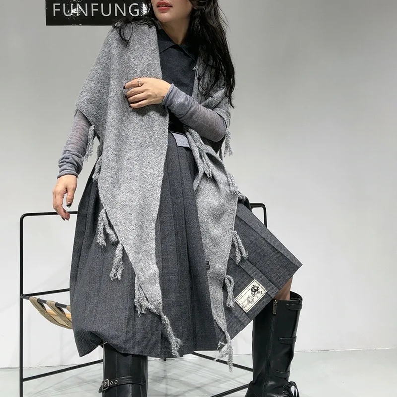 

Шаль из чистого кашемира, женский вязаный шарф с кисточками, дизайнерские роскошные бренды, высококачественные квадратные зимние аксессуары двойного назначения Wh8