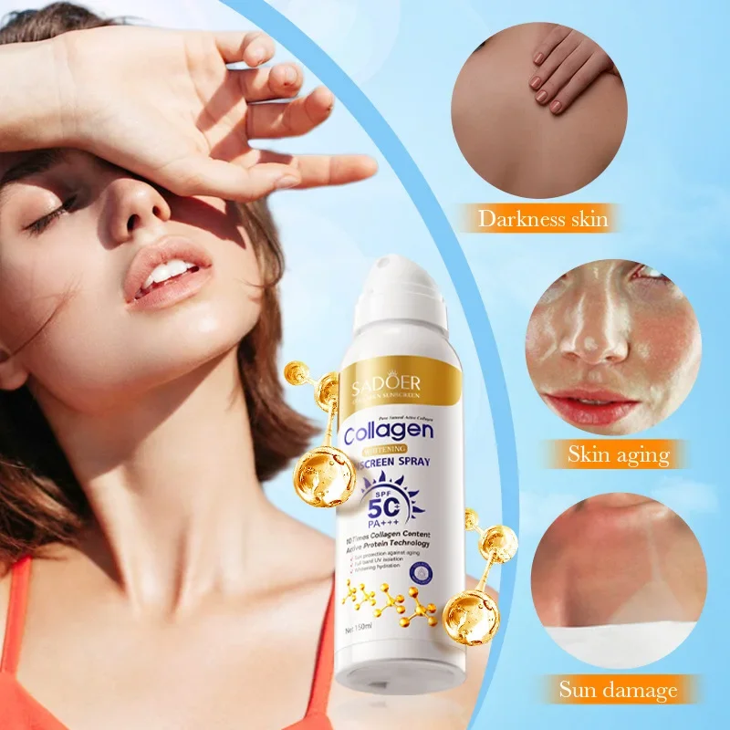 150ml Sunscreen Collagen Whitening Isolation Cream Spf 50 Sunscreen Spray Whitening Brighten Skin