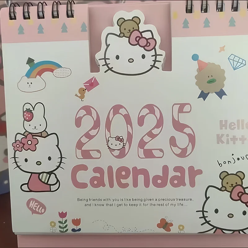 2025 Sanrio Hello Kitty Mini Desk Calendar Cartoon Office School Supplies Calendar Table Calendar Daily Weekly Scheduler Planner