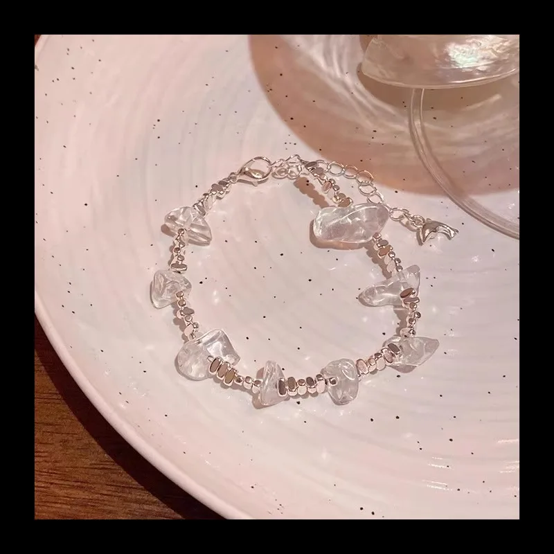 مكعبات الثلج البيضاء النقية! سوار فضي مكسور فاخر وخفيف الوزن للنساء بتصميم أنيق ومطرز بالخرز متعدد الاستخدامات يهودي #3